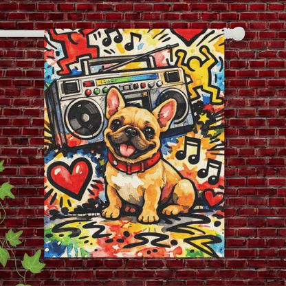 Fawn French Bulldog 90s Music Garden Flag 24.5'' × 32''
