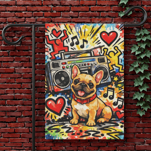 Fawn French Bulldog 90s Music Garden Flag 12'' × 18''