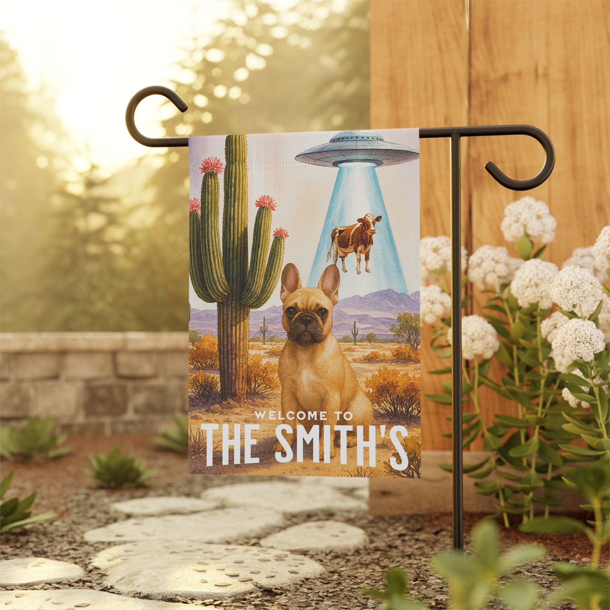 Printify Garden Flag Fawn French Bulldog Aliens Garden Flag