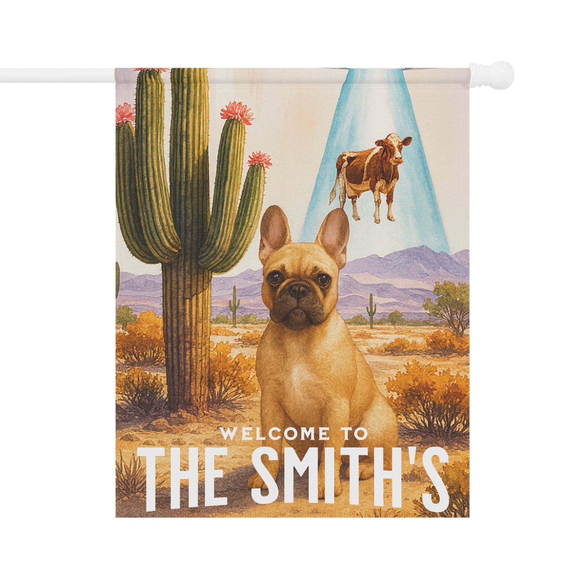 Printify Garden Flag Fawn French Bulldog Aliens Garden Flag