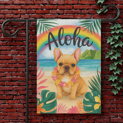 Printify Garden Flag 12'' × 18'' Fawn French Bulldog Aloha Garden Flag