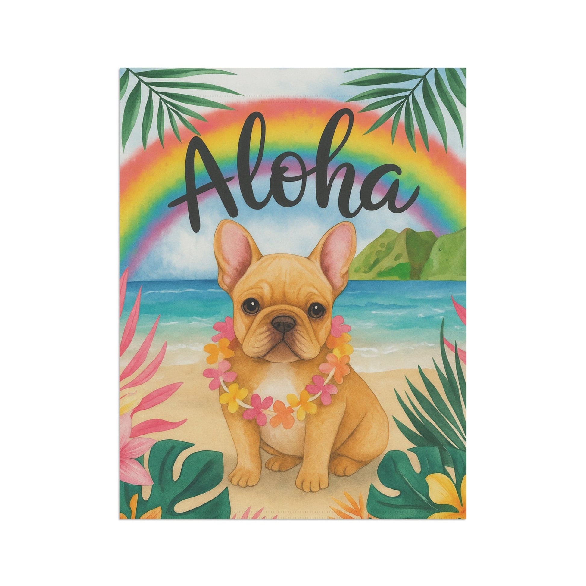 Printify Garden Flag Fawn French Bulldog Aloha Garden Flag