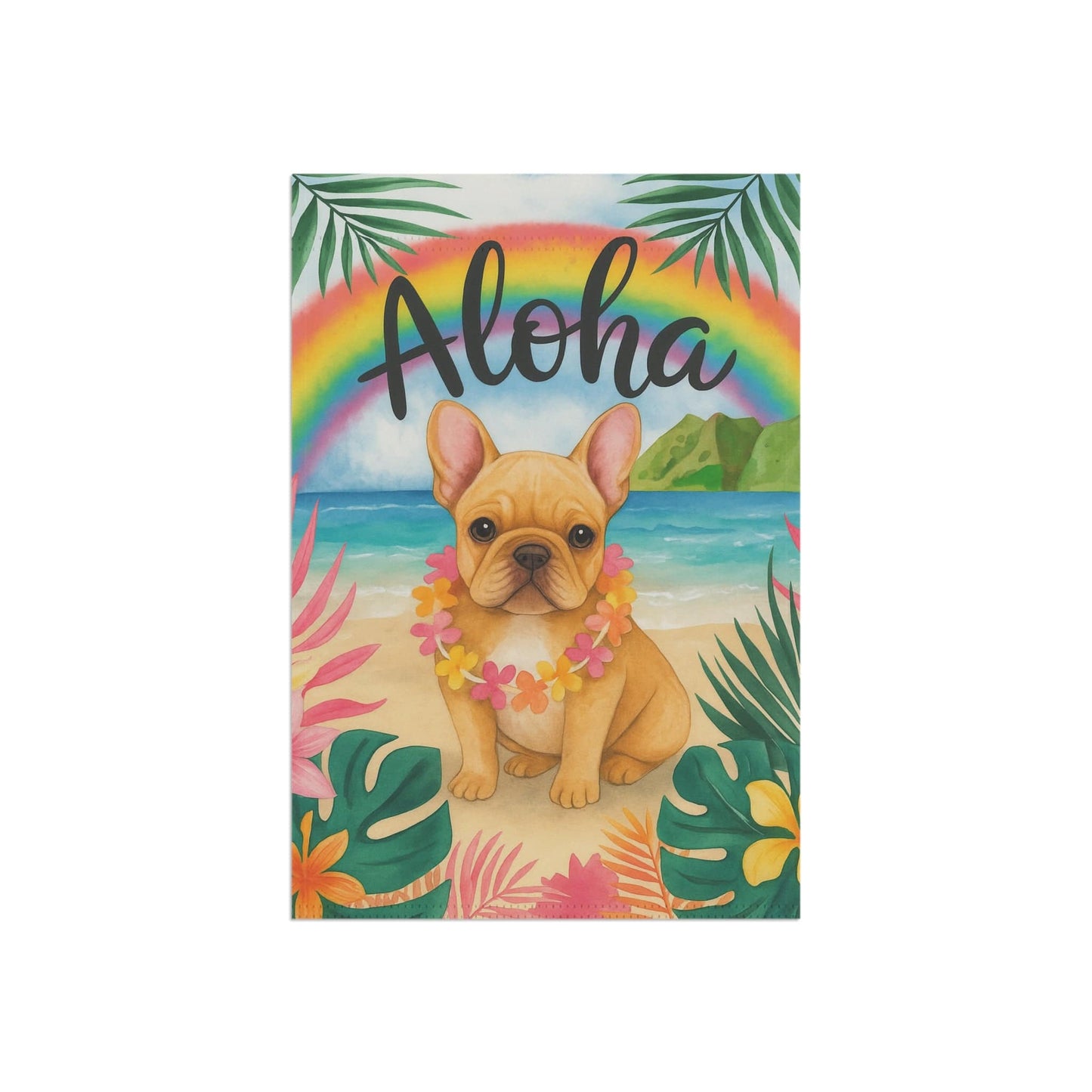 Printify Garden Flag Fawn French Bulldog Aloha Garden Flag