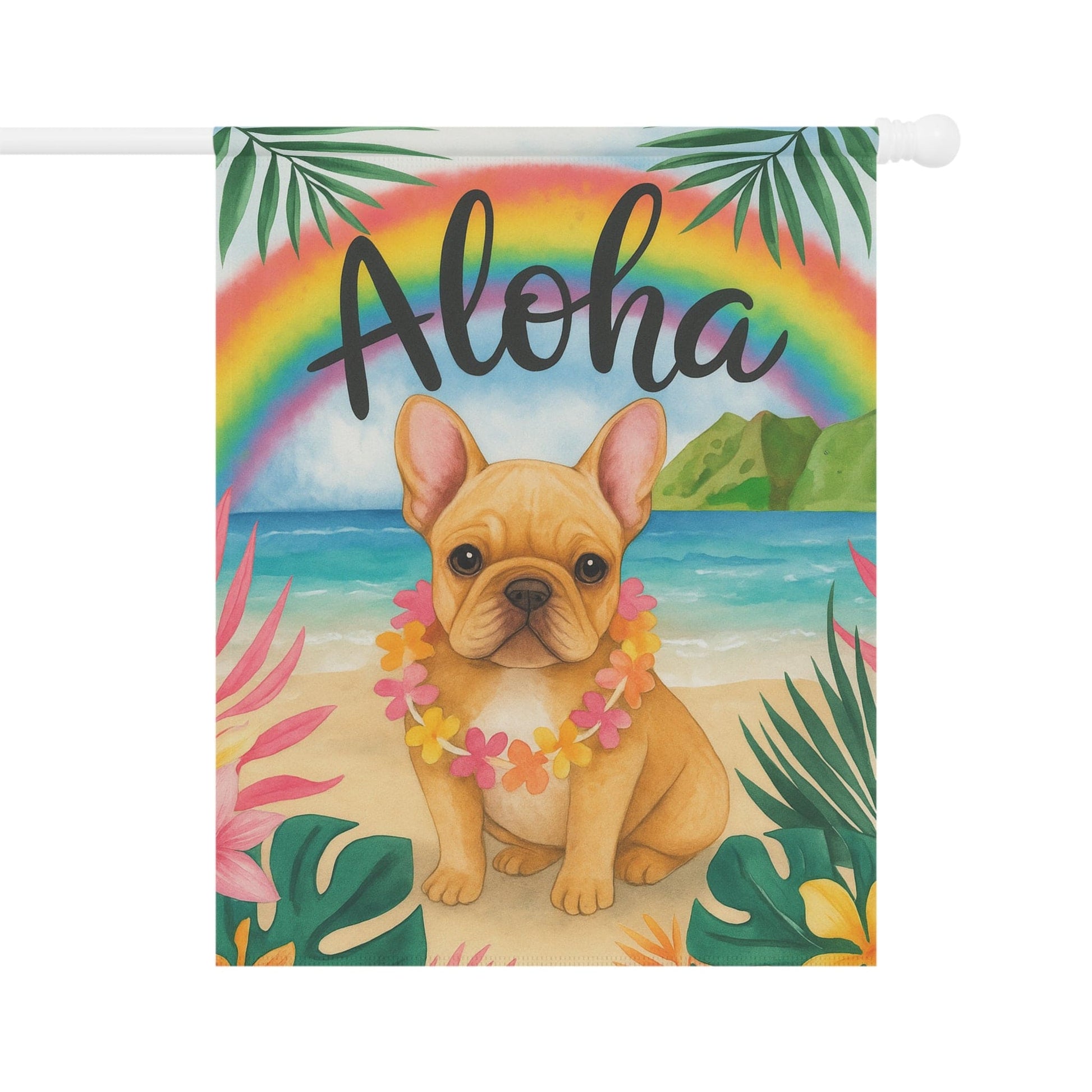 Printify Garden Flag Fawn French Bulldog Aloha Garden Flag