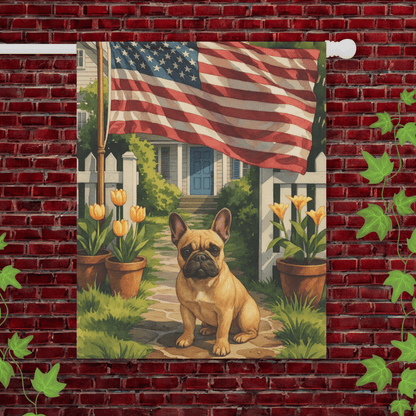 Printify Garden Flag 24.5'' × 32'' Fawn French Bulldog America Garden Flag