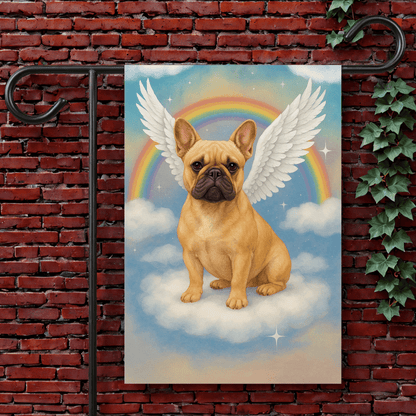 Printify Garden Flag 12'' × 18'' Fawn French Bulldog Angel Garden Flag