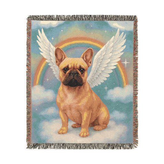 Printify Blanket Fawn French Bulldog Angel Woven Blanket