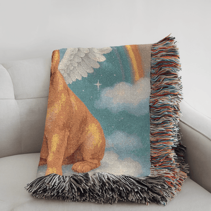 Printify Blanket Fawn French Bulldog Angel Woven Blanket