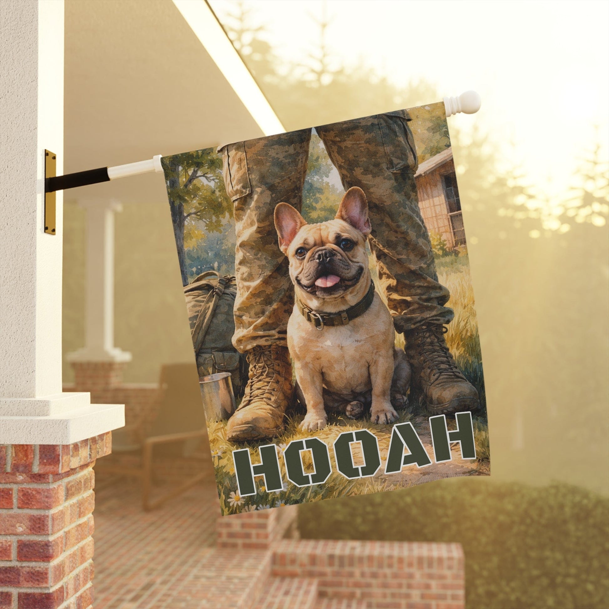 Personalized Frenchie Armed Forces Garden Flag
