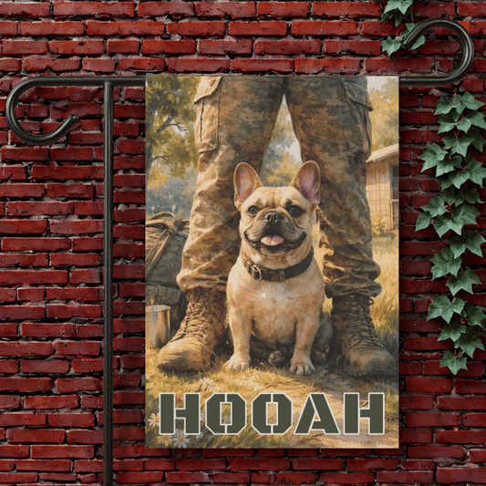 Personalized Frenchie Armed Forces Garden Flag 12'' × 18''