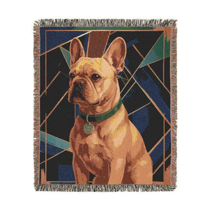 Printify Blanket Fawn French Bulldog Art Deco Woven Blanket