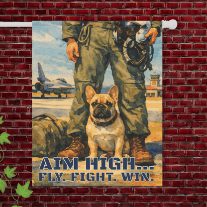 Personalized Frenchie Aviation Armed Forces Garden Flag 24.5'' × 32''