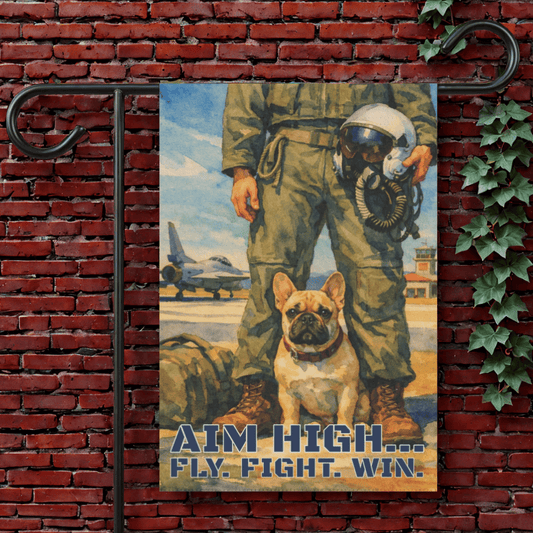 Personalized Frenchie Aviation Armed Forces Garden Flag 12'' × 18''