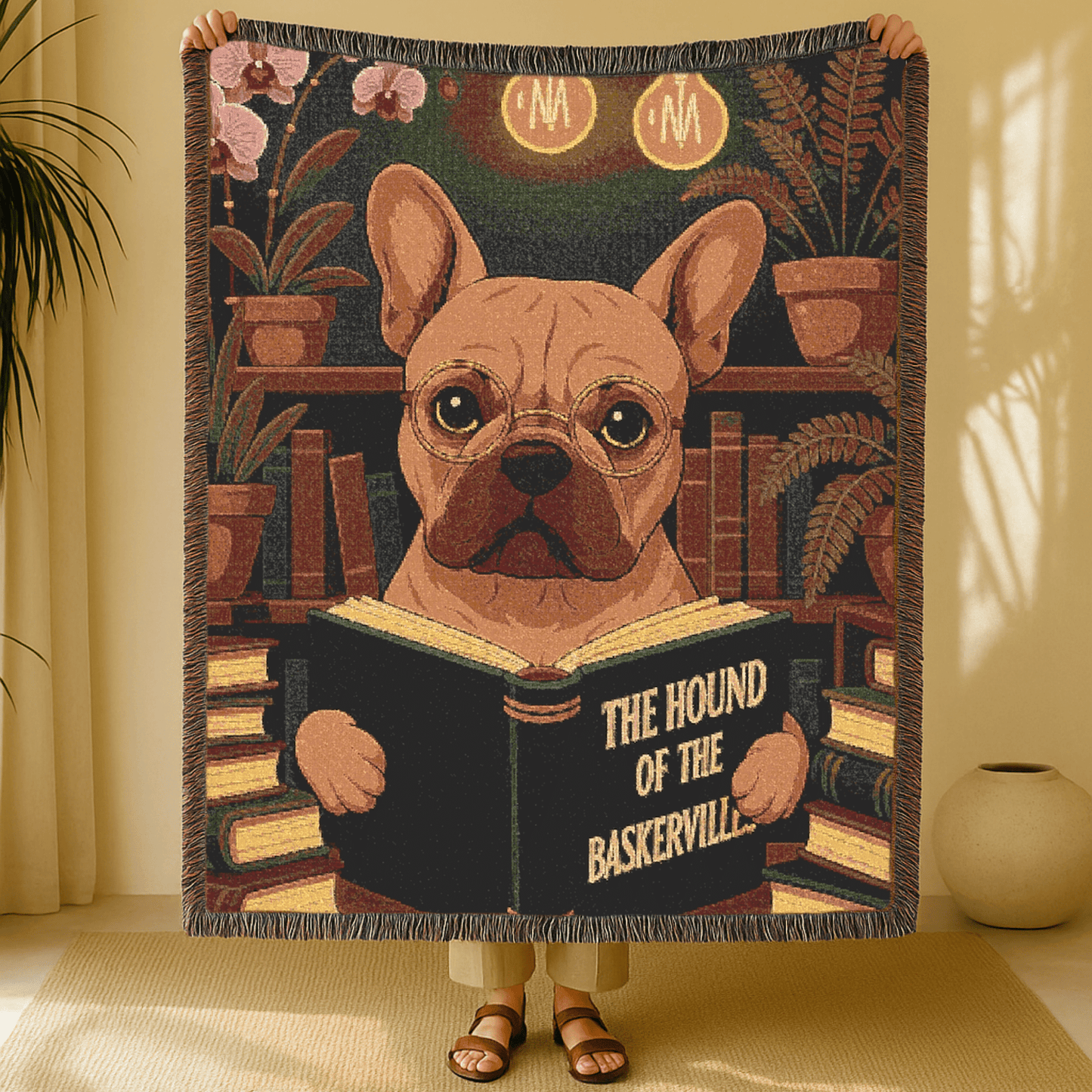 Printify Blanket Fawn French Bulldog Baskervilles Throw Blanket