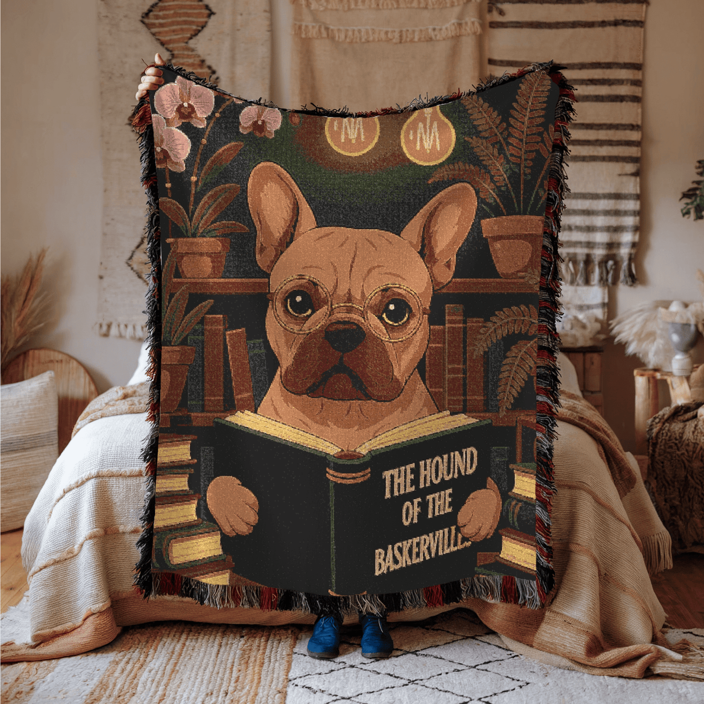 Printify Blanket Fawn French Bulldog Baskervilles Throw Blanket