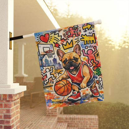 Personalized French Bulldog Basketball Yard Flag