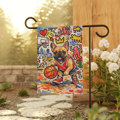 Personalized French Bulldog Basketball Yard Flag