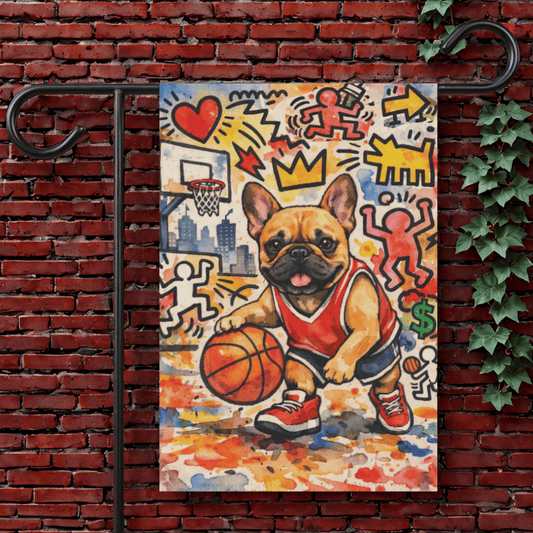 Personalized French Bulldog Basketball Yard Flag 12'' × 18''