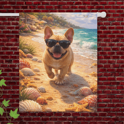 Fawn French Bulldog Beach Bum Ocean Garden Flag 24.5'' × 32''