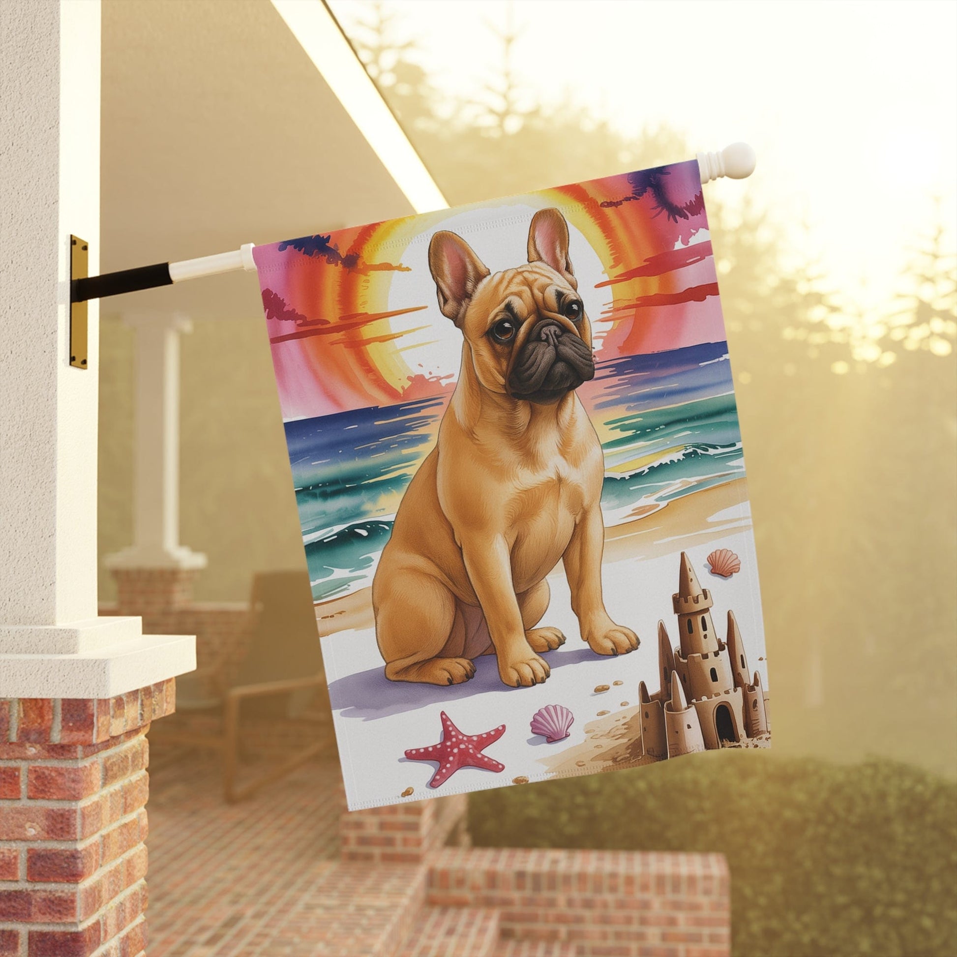 Printify Garden Flag Fawn French Bulldog Beach Garden Flag
