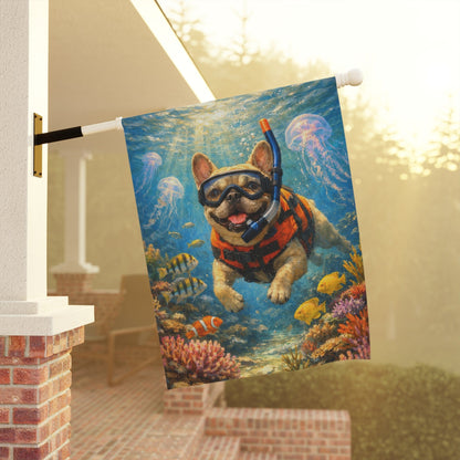 Fawn French Bulldog Beach Snorkling Garden Flag