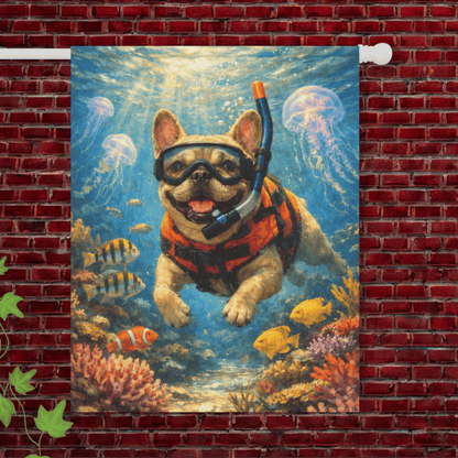 Fawn French Bulldog Beach Snorkling Garden Flag 24.5'' × 32''