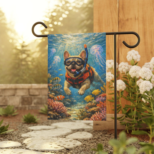 Fawn French Bulldog Beach Snorkling Garden Flag