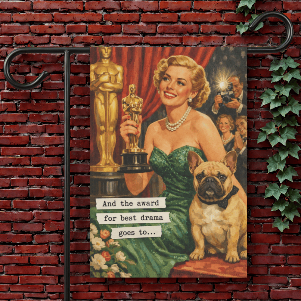 Fawn French Bulldog Best Drama Award Garden Flag 12'' × 18''