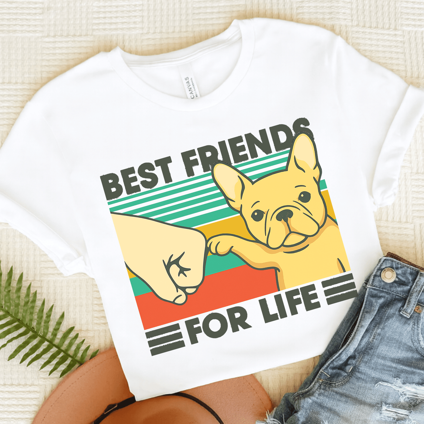 Fawn French Bulldog Bestie TShirt White