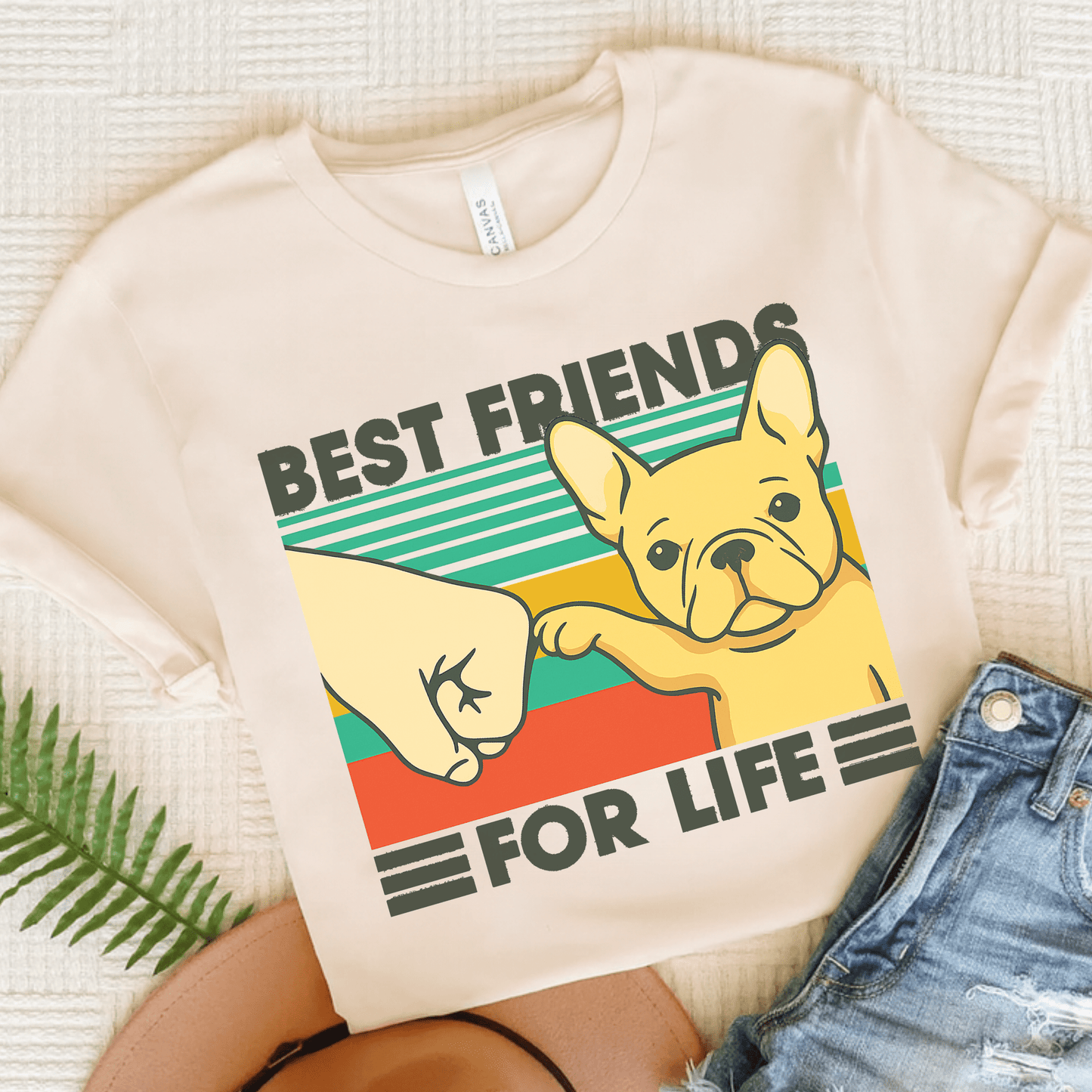 Fawn French Bulldog Bestie TShirt Natural