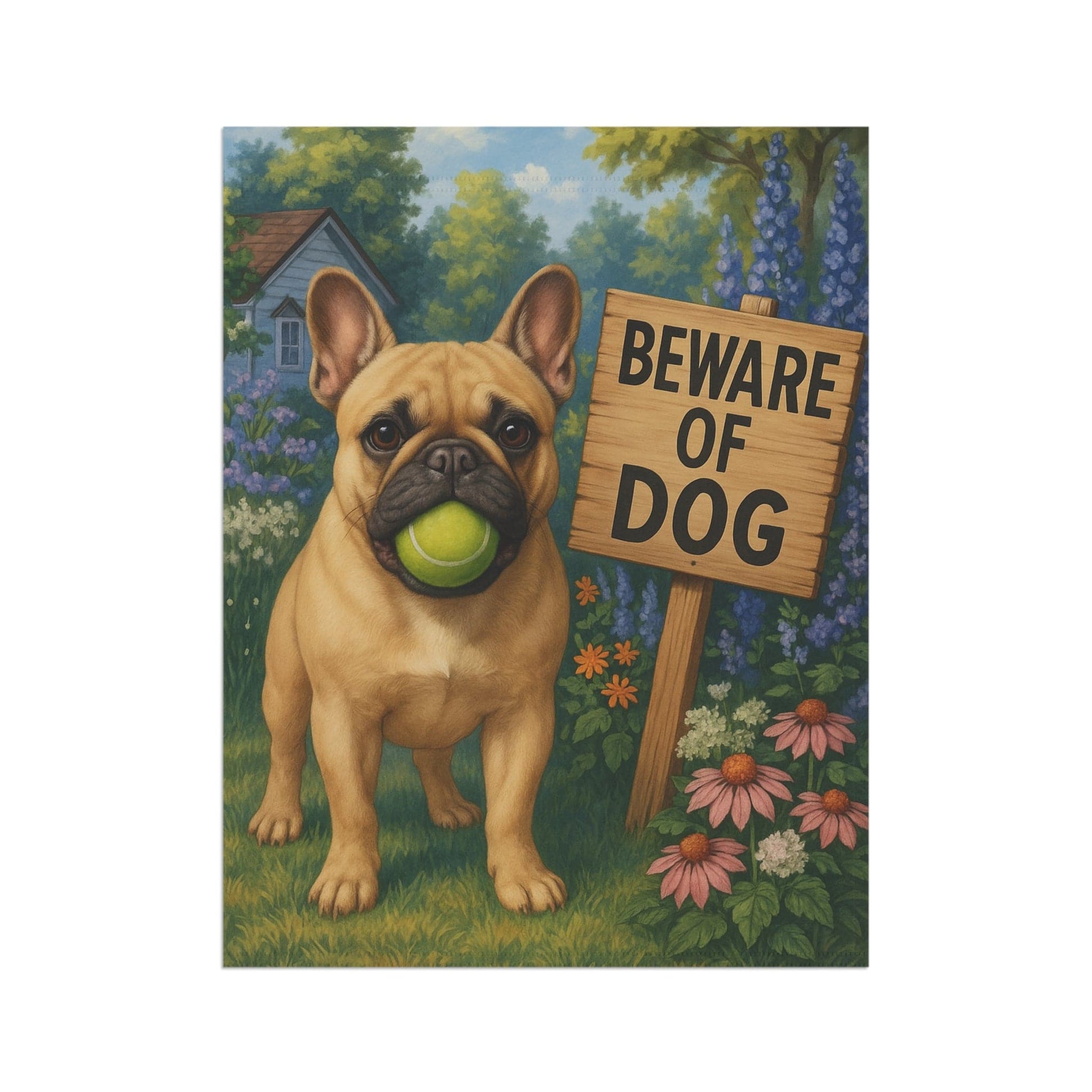 Printify Garden Flag Fawn French Bulldog Beware Garden Flag