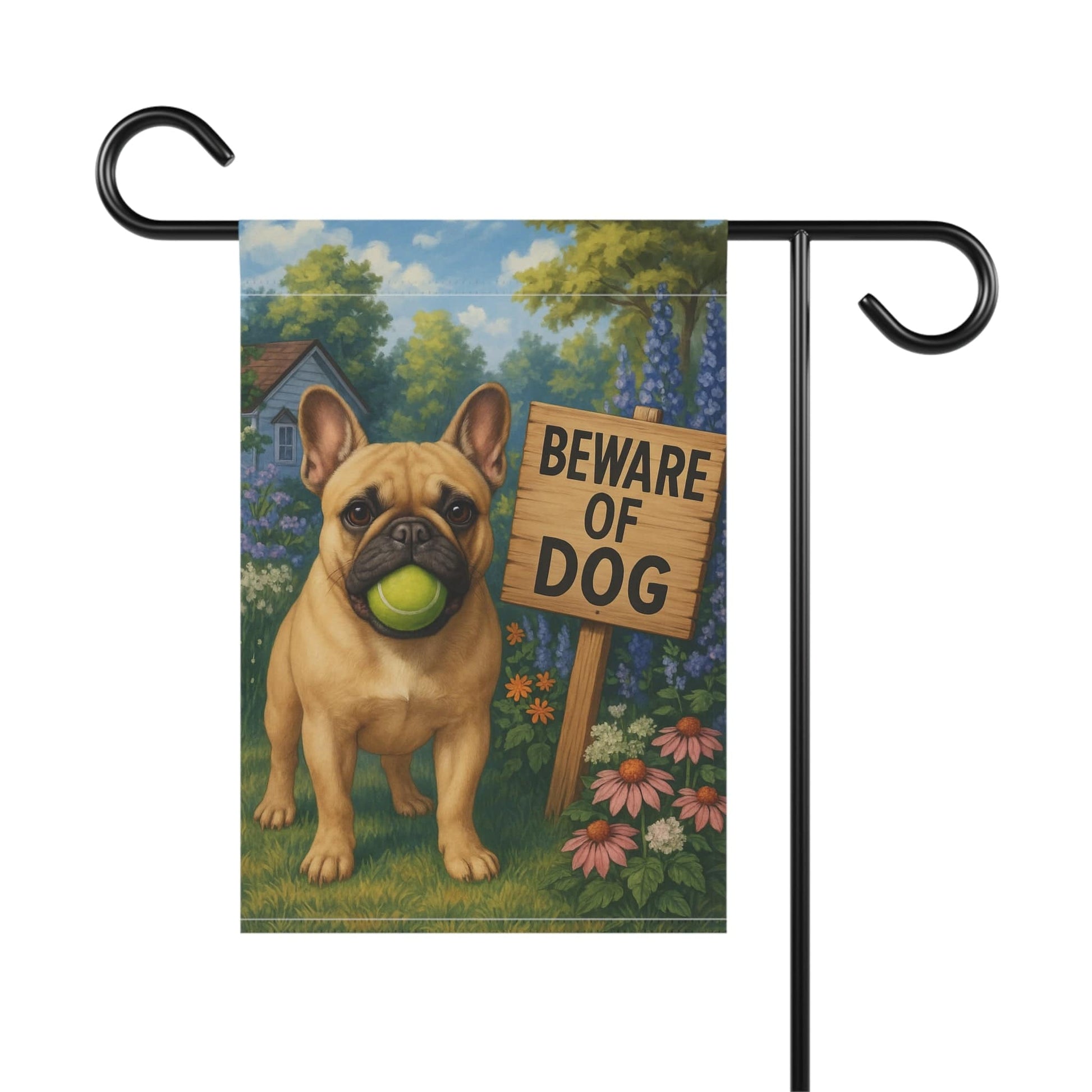 Printify Garden Flag Fawn French Bulldog Beware Garden Flag