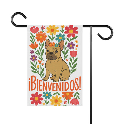 Printify Garden Flag Fawn French Bulldog Bienvenidos Garden Flag