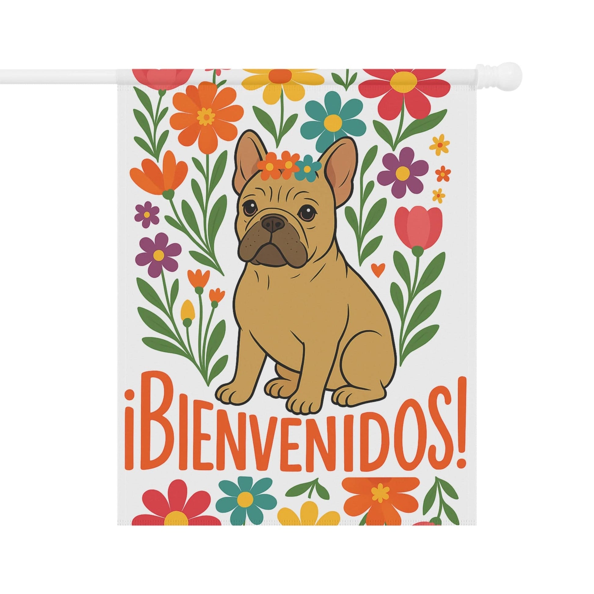 Printify Garden Flag Fawn French Bulldog Bienvenidos Garden Flag
