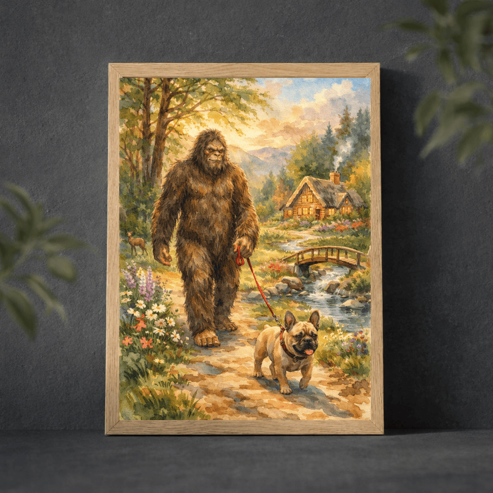 Fawn French Bulldog Bigfoot Funny Poster Matte