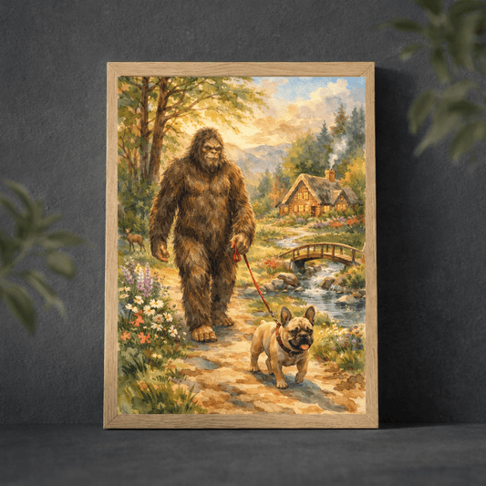 Fawn French Bulldog Bigfoot Funny Poster Matte
