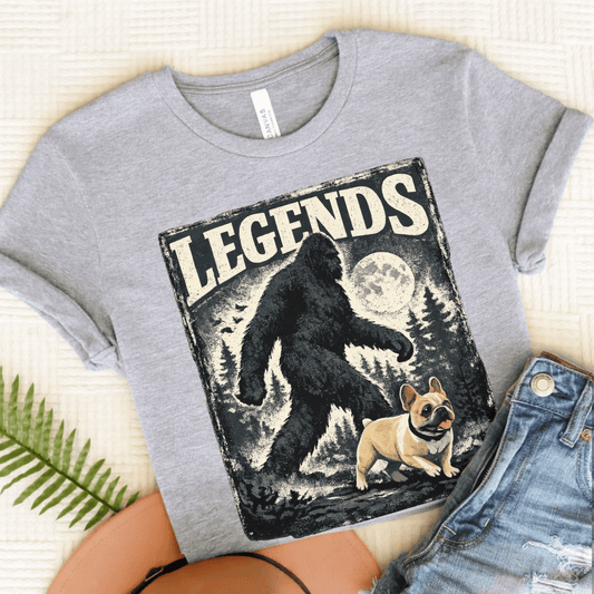 Fawn French Bulldog Bigfoot Sasquatch Unisex Tshirt Athletic Heather