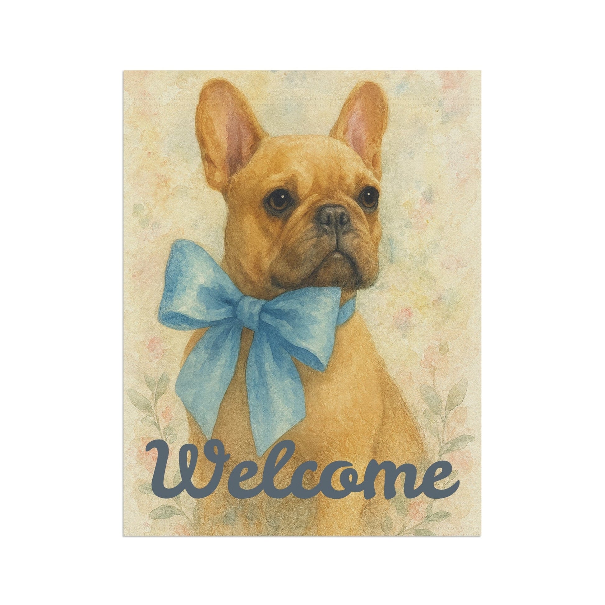 Fawn French Bulldog Blue Coquette Garden Flag