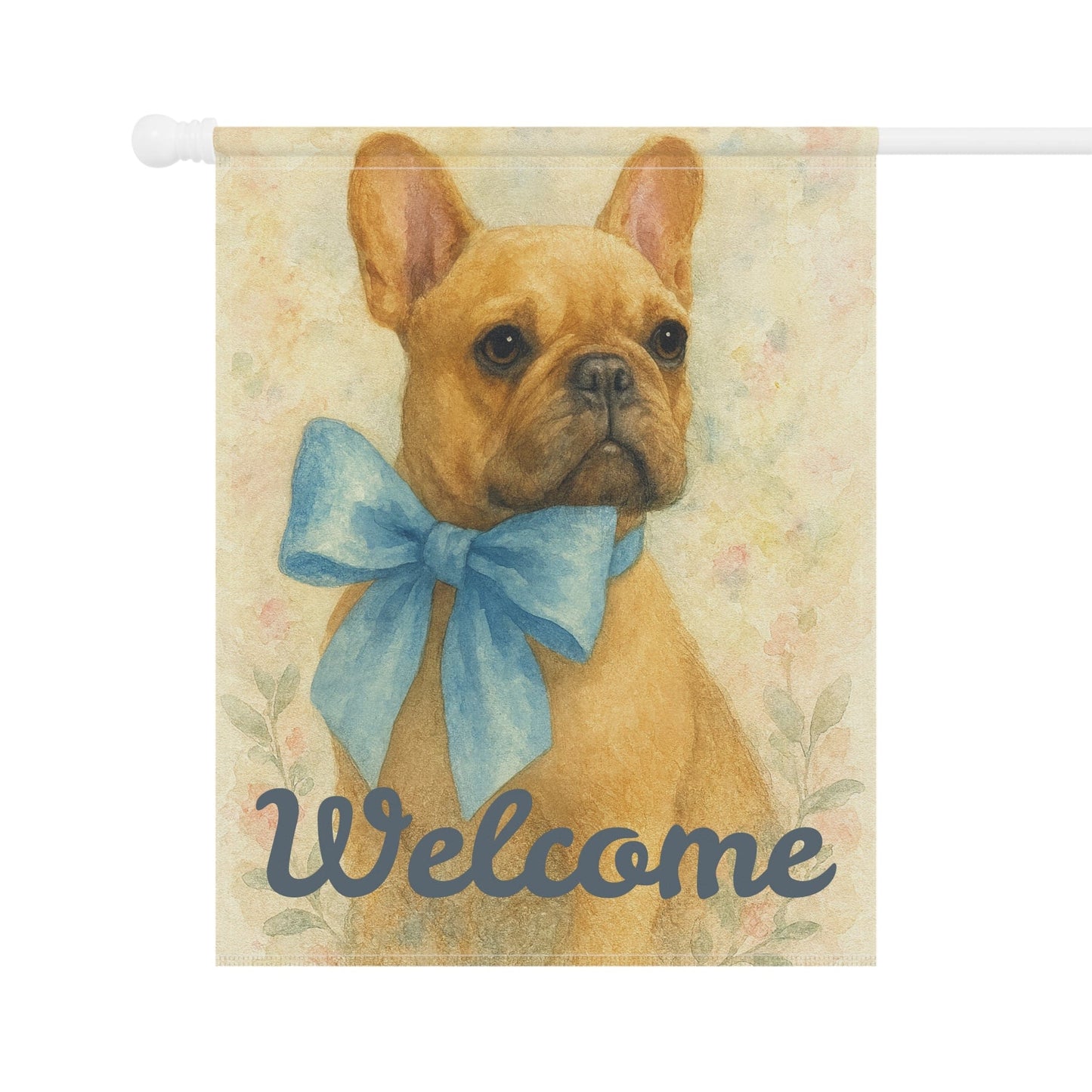 Fawn French Bulldog Blue Coquette Garden Flag