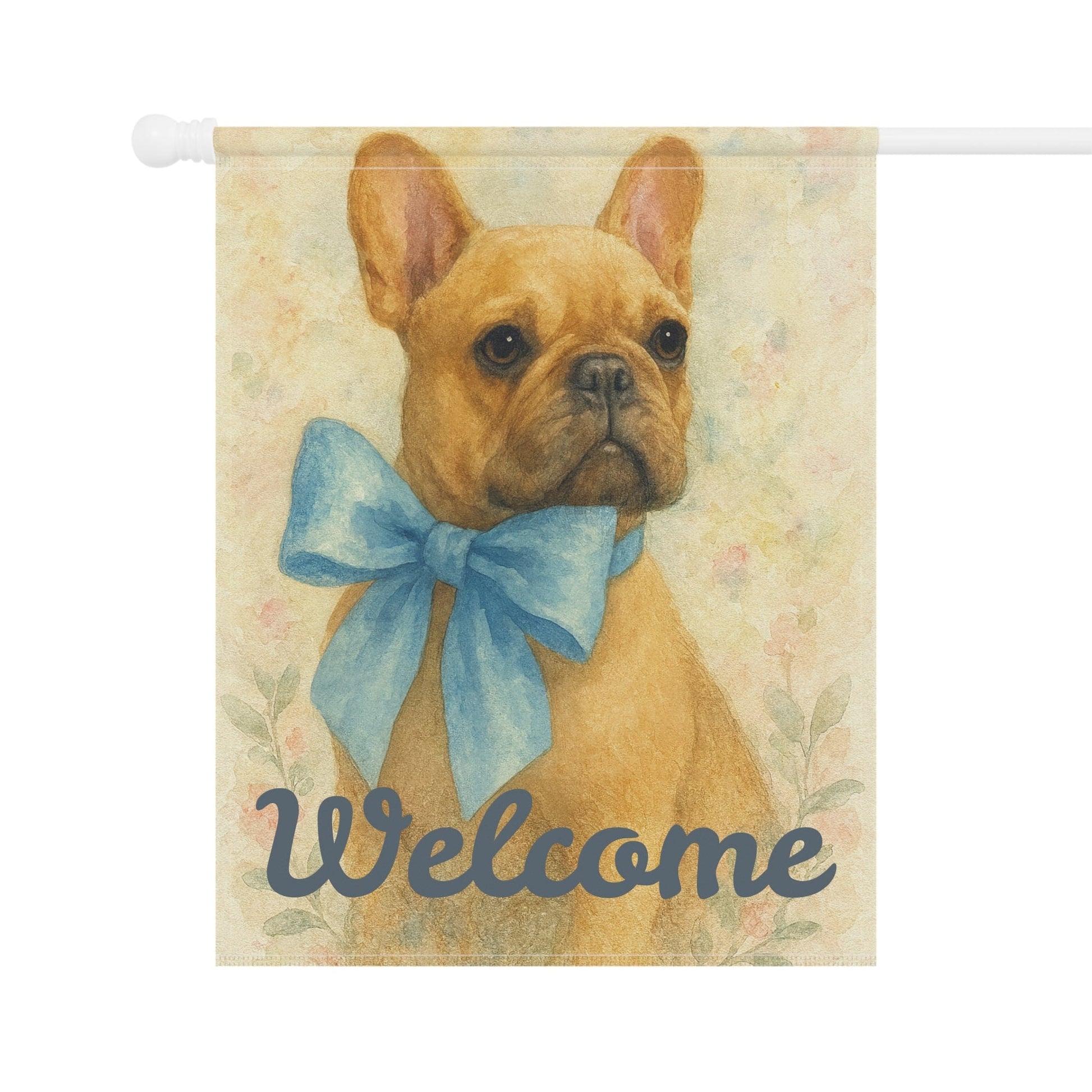 Fawn French Bulldog Blue Coquette Garden Flag