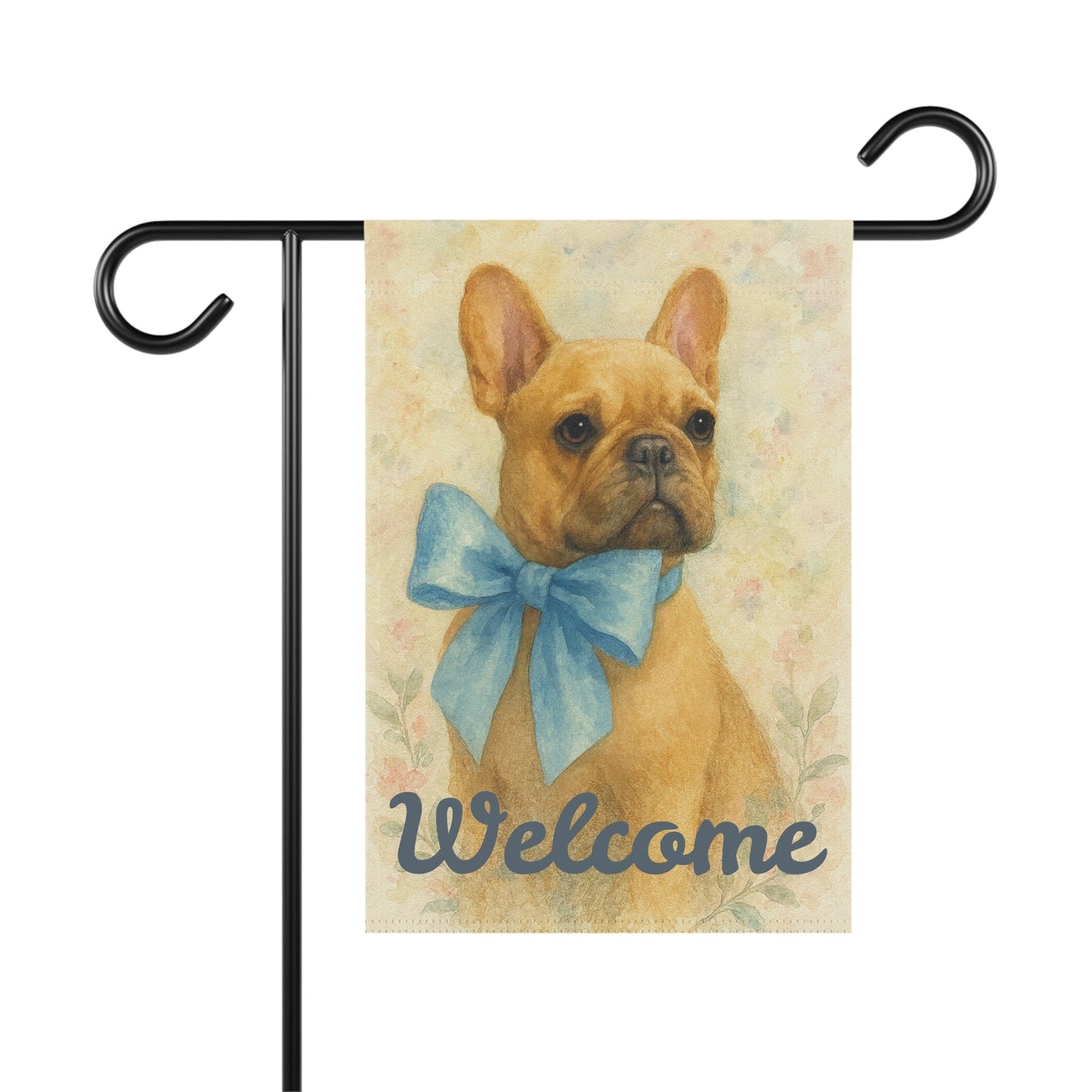 Fawn French Bulldog Blue Coquette Garden Flag