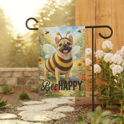 Fawn French Bulldog Bumble Bee Happy Garden Flag