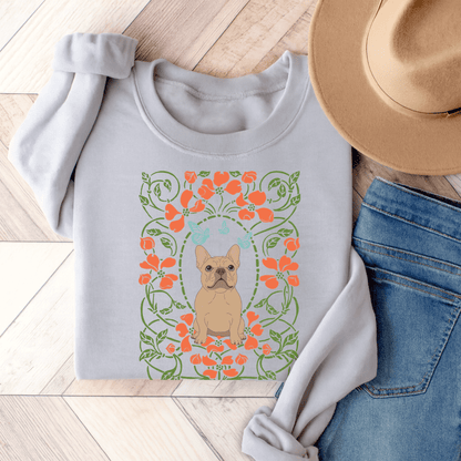 Fawn French Bulldog Butterfly Frame Sweatshirt Ash