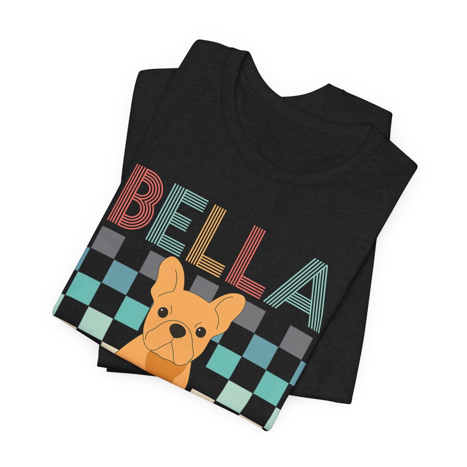 Printify T-Shirt Fawn French Bulldog Checkered Tee