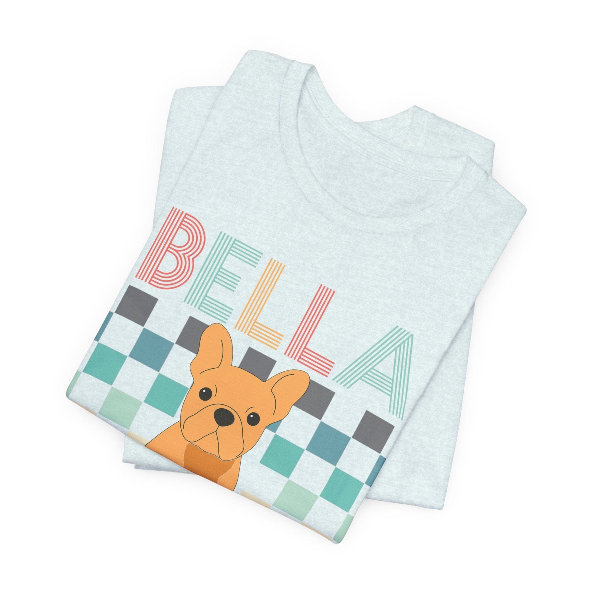 Printify T-Shirt Fawn French Bulldog Checkered Tee