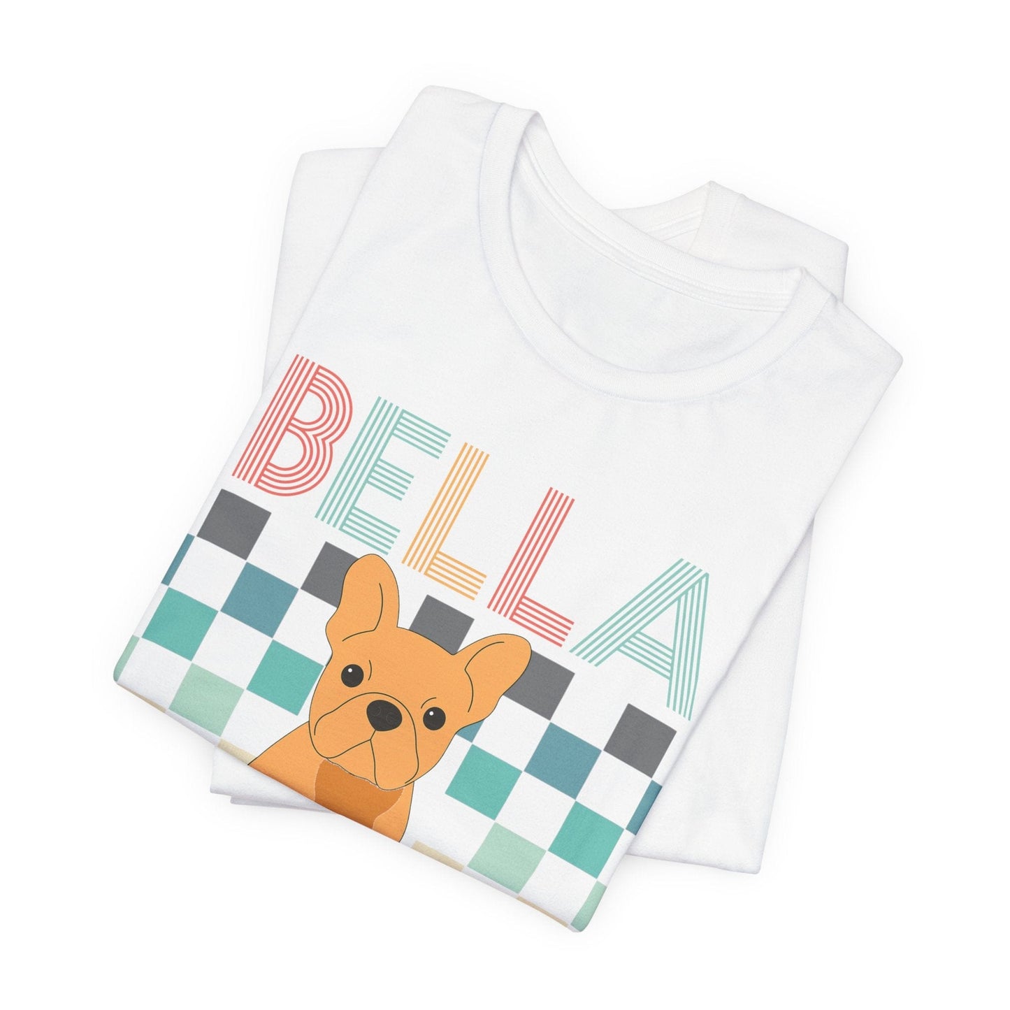 Printify T-Shirt Fawn French Bulldog Checkered Tee