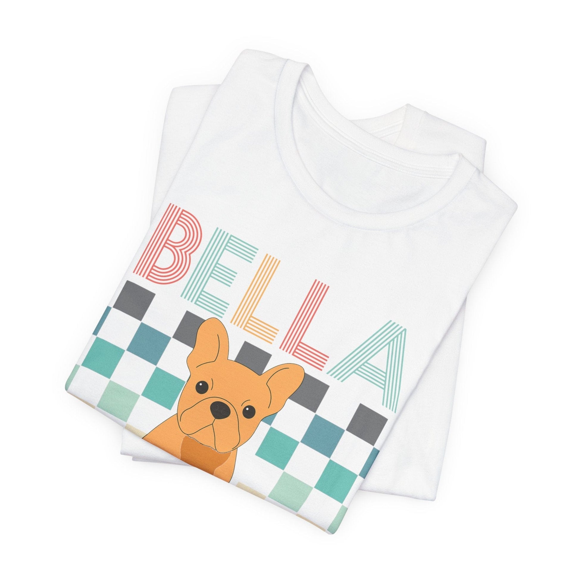 Printify T-Shirt Fawn French Bulldog Checkered Tee