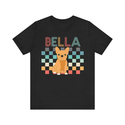 Printify T-Shirt Fawn French Bulldog Checkered Tee