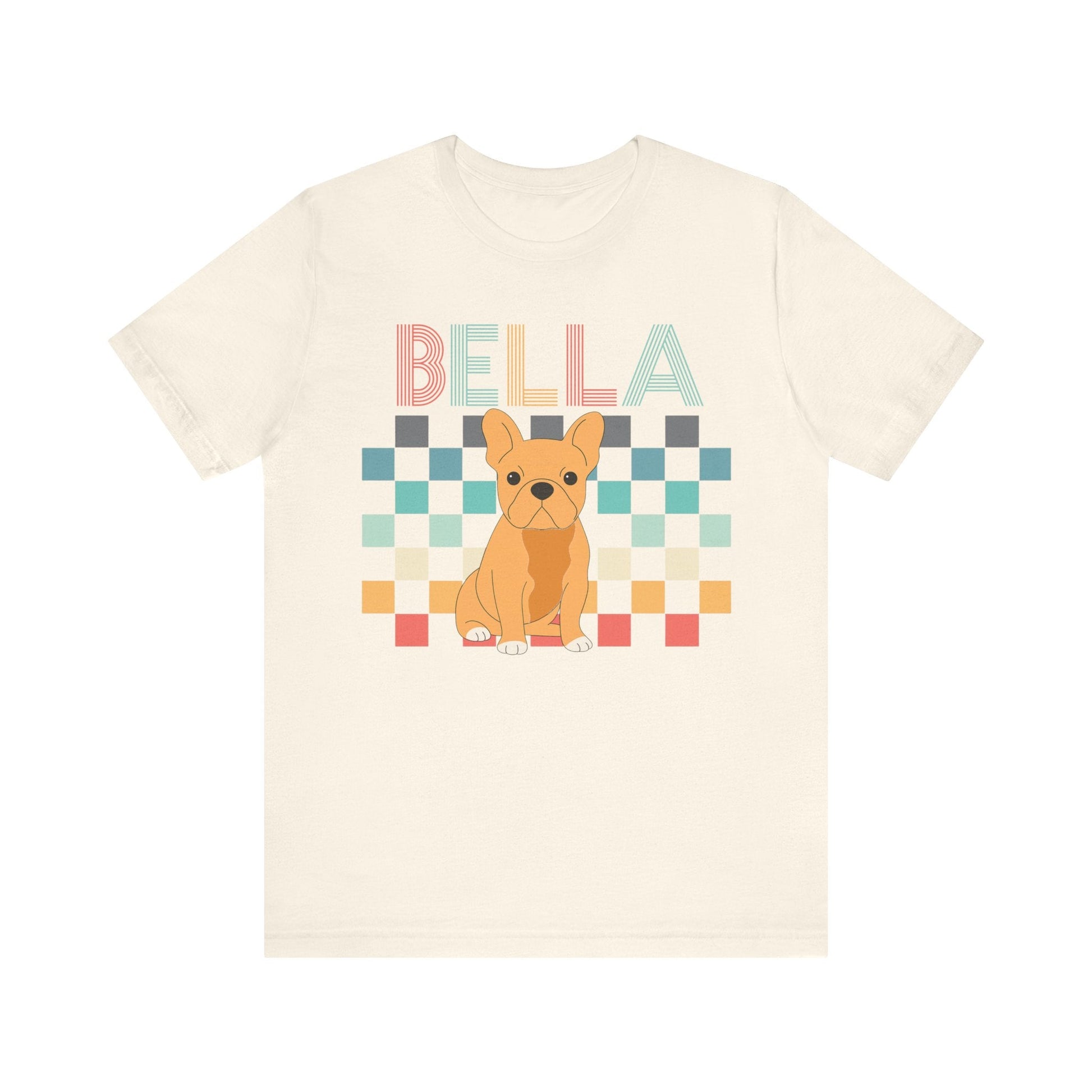 Printify T-Shirt Fawn French Bulldog Checkered Tee
