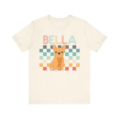 Printify T-Shirt Fawn French Bulldog Checkered Tee